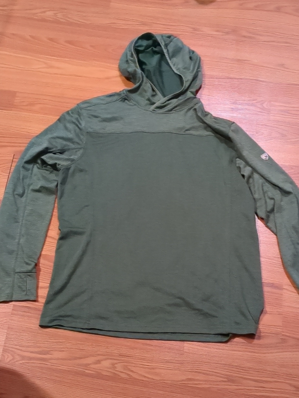 KUHL Engineered Hoody Mens Large Olive Green Sun Performance Light Hoodie Shirt